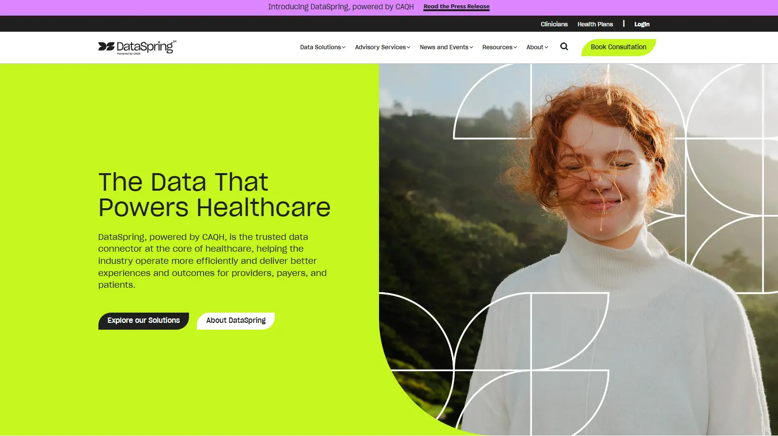 DataSpring homepage featuring The Data That Powers Healthcare